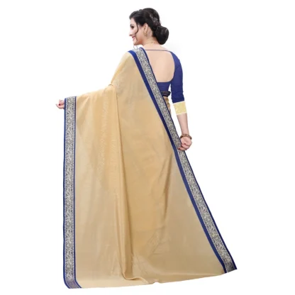 Women's Vichitra Silk Saree(Beige ,5-6Mtrs) - Image 2