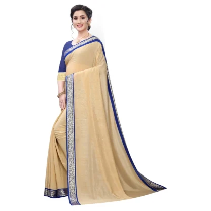 Women's Vichitra Silk Saree(Beige ,5-6Mtrs) - Image 4