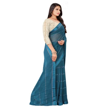 Women's Georgette Silk Saree(Rama ,5-6Mtrs) - Image 3