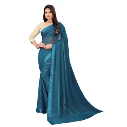 Women's Georgette Silk Saree(Rama ,5-6Mtrs)