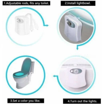 LED Light Sensor Motion Activated Glow Bowl Light Up Sensing Toilet Seat Night Lightning Bowl (Color: Assorted) - Image 3