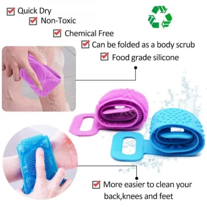 Pack Of_2 Silicone Body Scrubber Belt (Color: Assorted) - Image 3