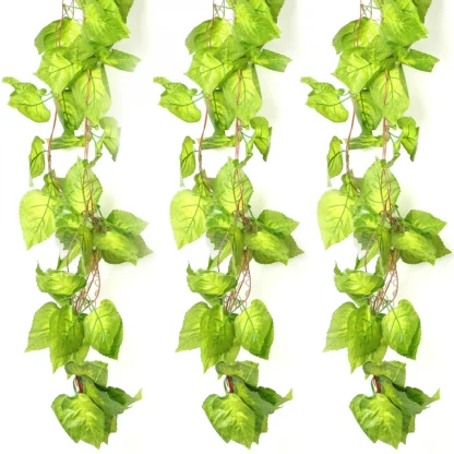 Pack Of 5 Silk Polyester Artificial Money Plant Leaf Vine Hanging Garland Foliage Flowers Leaf Plants For Wall Decoration (Color: Green,Length: 15 Feet)