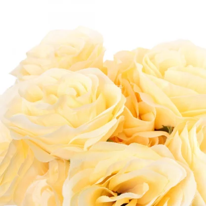 Silk Polyester Artificial Rose Flowers Bunch Bouquet Of 12 Roses For Home Decoration (Color: Cream,Length: 17 Inches) - Image 3