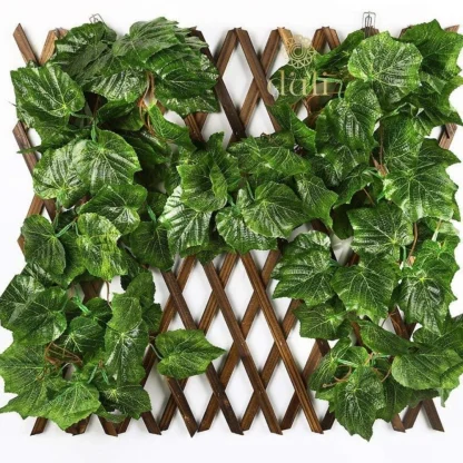 Pack Of 5 Silk Polyester Artificial Grape Leaf Vine Hanging Garland Foliage Flowers Leaf Plants For Wall Decoration (Color: Green,Length: 15 Feet) - Image 2