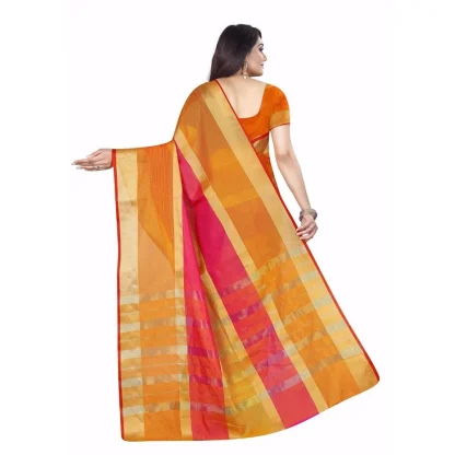 Generic Women's Kota Doria Cotton Plain Saree With Blouse (Multicolor, 5-6 Mtrs) - Image 2