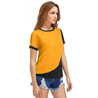 Women's Polyester, Knitting Western Wear T-Shirt (Yellow) - Image 3