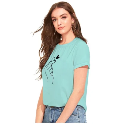 Women's Cotton Western Wear T-Shirt (Green) - Image 4