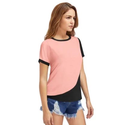 Women's Polyester, Knitting Western Wear T-Shirt (Peach) - Image 4