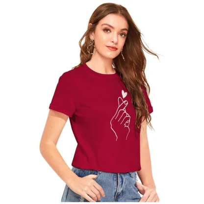 Women's Cotton Western Wear T-Shirt (Maroon) - Image 3