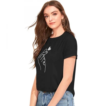 Women's Cotton Western Wear T-Shirt (Black) - Image 5