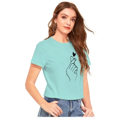 Women's Cotton Western Wear T-Shirt (Green) - Image 3