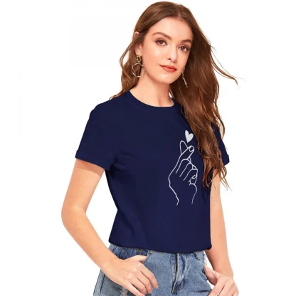 Women's Cotton Western Wear T-Shirt (Blue) - Image 3