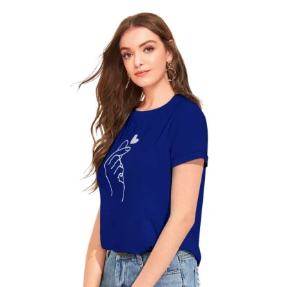 Women's Cotton Western Wear T-Shirt (Royal Blue) - Image 4