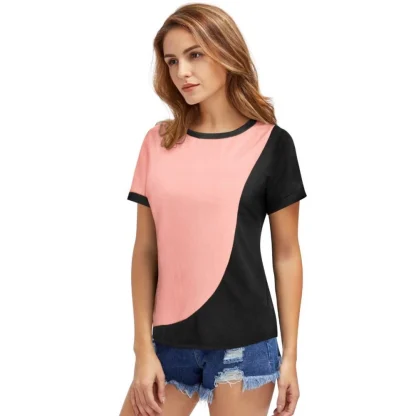 Women's Polyester, Knitting Western Wear T-Shirt (Peach) - Image 2