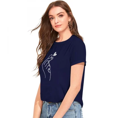 Women's Cotton Western Wear T-Shirt (Blue) - Image 4