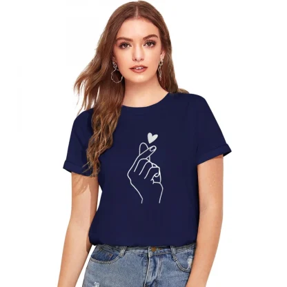 Women's Cotton Western Wear T-Shirt (Blue)