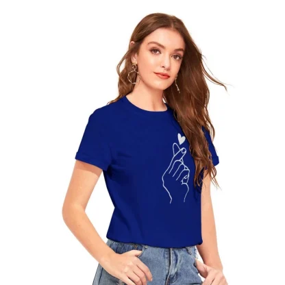 Women's Cotton Western Wear T-Shirt (Royal Blue) - Image 2