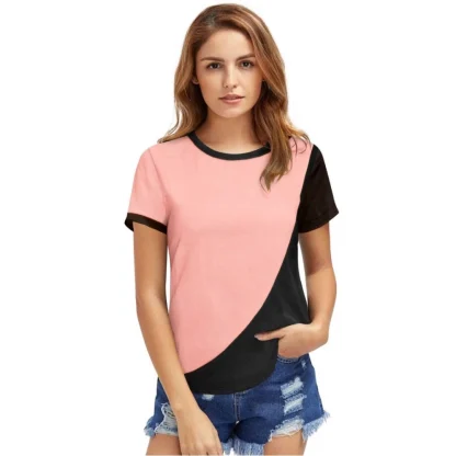 Women's Polyester, Knitting Western Wear T-Shirt (Peach)