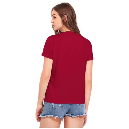 Women's Cotton Western Wear T-Shirt (Maroon) - Image 2