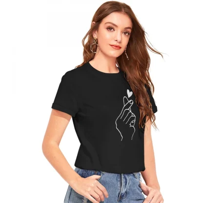 Women's Cotton Western Wear T-Shirt (Black) - Image 3