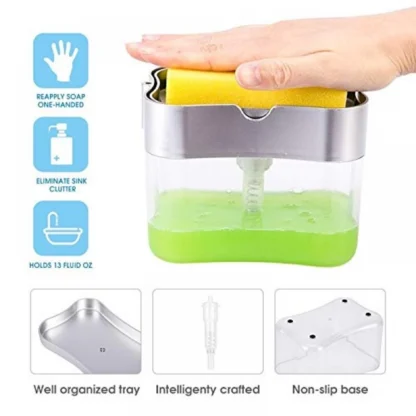 Soap Dispenser 2 In 1 Sink Dishwasher Liquid Holder (Color: Assorted) - Image 3