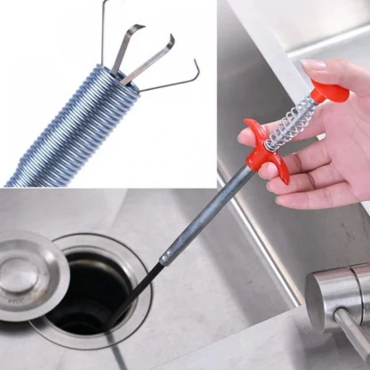 Metal Wire Brush Hand Kitchen Sink Cleaning Hook Sewer Dredging Device Spring Pipe Hair Dredging Tool (Color: Assorted) - Image 5