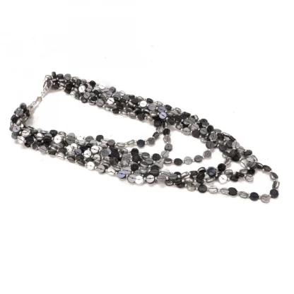 Jewellery Stylish Silver Black Beads Necklace (Color: Grey) - Image 3