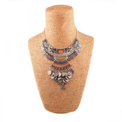 Designer Oxidised German Silver Tribal Necklace Pandeant Antique Necklace (Color: Silver) - Image 2