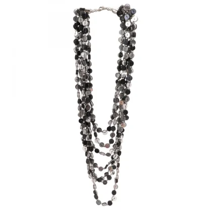 Jewellery Stylish Silver Black Beads Necklace (Color: Grey)