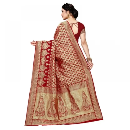 Generic Women's Jacquard Silk Kanjivaram Jacquard Silk Saree With Blouse (Red, 5-6 Mtrs) - Image 4