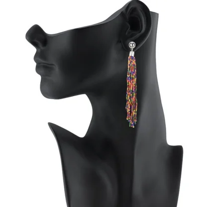 Women's Alloy, Beads Hook Dangler Hanging Earring (Color: Multi Color) - Image 2