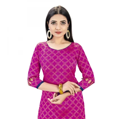 Banarasi Silk Unstitched Salwar-Suit Material Premium Quality With Dupatta (Color: Pink) - Image 2