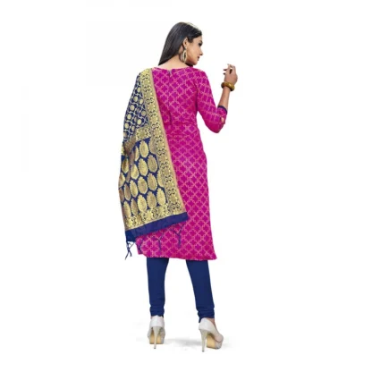 Banarasi Silk Unstitched Salwar-Suit Material Premium Quality With Dupatta (Color: Pink) - Image 3