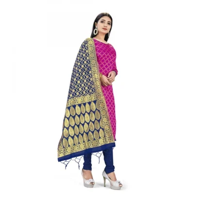 Banarasi Silk Unstitched Salwar-Suit Material Premium Quality With Dupatta (Color: Pink) - Image 4