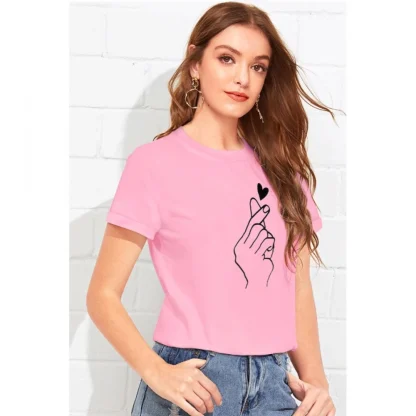 Women's Cotton Western Wear T Shirt (Pink) - Image 3