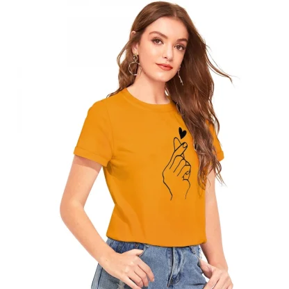 Women's Cotton Western Wear T Shirt (Yellow) - Image 4