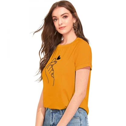 Women's Cotton Western Wear T Shirt (Yellow) - Image 5