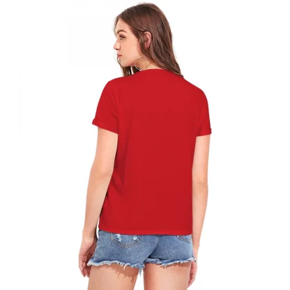 Women's Cotton Western Wear T Shirt (Red) - Image 2