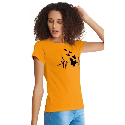 Women's Cotton Western Wear T Shirt (Yellow) - Image 3