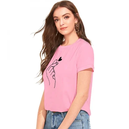 Women's Cotton Western Wear T Shirt (Pink) - Image 5