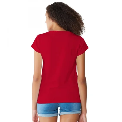 Women's Cotton Western Wear T Shirt (Red) - Image 2