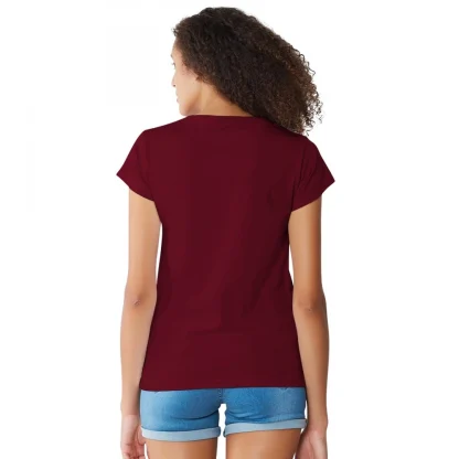 Women's Cotton Western Wear T Shirt (Maroon) - Image 2