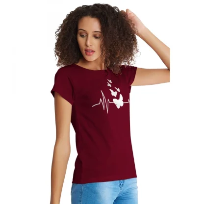 Women's Cotton Western Wear T Shirt (Maroon) - Image 3