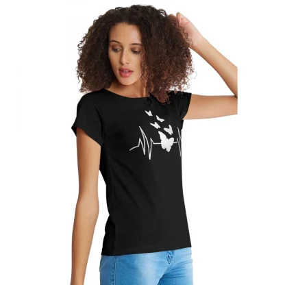 Women's Cotton Western Wear T Shirt (Black) - Image 3