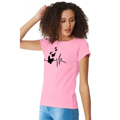 Women's Cotton Western Wear T Shirt (Pink) - Image 5