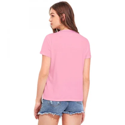 Women's Cotton Western Wear T Shirt (Pink) - Image 2