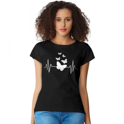 Women's Cotton Western Wear T Shirt (Black)