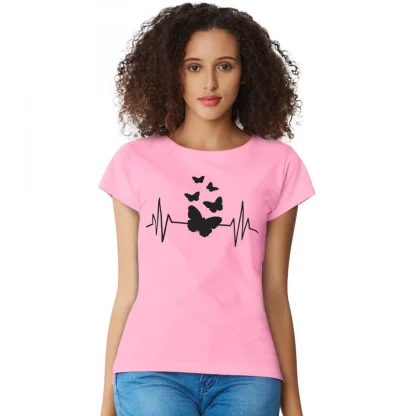 Women's Cotton Western Wear T Shirt (Pink)