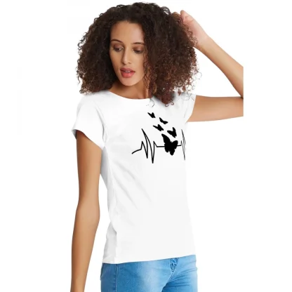 Women's Cotton Western Wear T Shirt (White) - Image 3